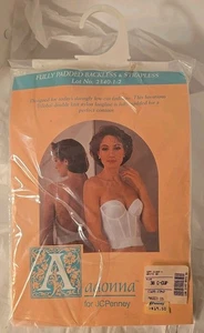 Vintage Adonna Longline Mieder Korsett Unterwäsche gepolstert trägerlos rückenfrei JC Penney - Bild 1 von 7