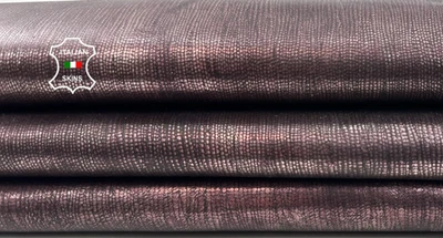 METALLIC GRAPE LIZARD REPTILE PRINT DISTRESSED Goatskin Leather 5sqf 1.1mm C5847 - Image 1 of 4