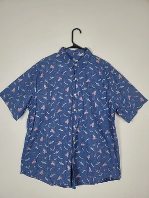 Campia Shirt Mens Sz XL Modern Fit Blue Hawaiian Lobster & Fish 100% Cotton  - Image 1 of 4