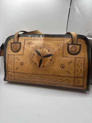 Bolso de Hombro Mexicano Vintage Cuero Tocado a Mano Bolso Floral Western Foto 1 de 4