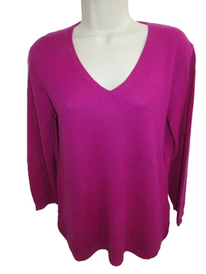Suéter Neiman Marcus 100% Cachemira Rosa Manga 3/4 Cuello en V Talla L Foto 1 de 3