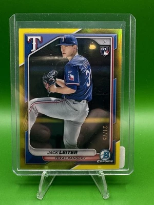 2024 Bowman Chrome - Jack Leiter #70 Yellow Refractor /75 (RC) - Image 1 of 3