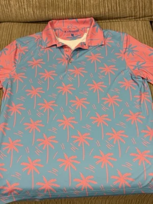Camisa de Golf Chubbies Polo Azul Rosa Estampado de Palmera El Tobogán Eléctrico MEDIANA Foto 1 de 2