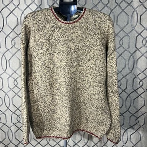Eddie Bauer Men XL Wool Worksock Knit Sweater Pullover Crewneck Oatmeal Speckled - Picture 1 of 6
