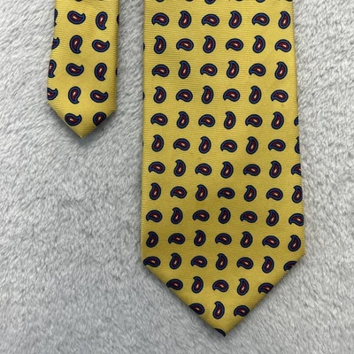 Corbata Ralph Lauren amarilla azul roja cachemira para hombre 3,5”x 58” toda seda hecha a mano Foto 1 de 4