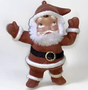 Vtg Red Flocked Dancing Santa Claus MCM Blow Mold Christmas Ornament 1950's 3.5” - Picture 1 of 6