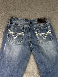 Rock & Roll Denim Cowboy Bootcut Jeans Men's 36x34 Medium Wash Distressed - Picture 1 of 19
