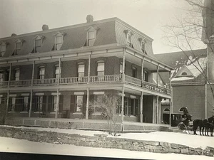 Vintage Photo City Hotel Washington St Barre Vermont Man Horse Carriage Snow - Picture 1 of 4