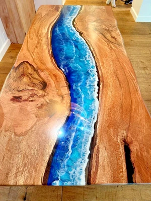 Modern Epoxy Resin Table Top for Dining Coffee Table – Handmade Art Design Decor - Image 1 of 4