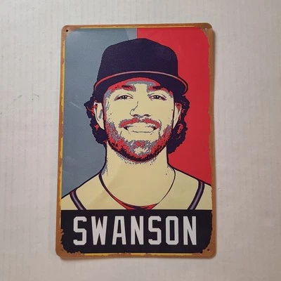 Dansby Swanson Wall Decor Chicago Cubs Metal Tin Sign 8x12 Inch LITE DMG(Dents) - Image 1 of 4