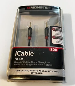 Monster Mini-to-Mini Audio Interconnect Cable - 3.5mm Stereo 3Ft Male to Male - Picture 1 of 2