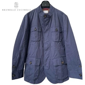 Brunello Cucinelli Cotton Safari Jacket Military Blouson Navy Blue Men's size S - Picture 1 of 24