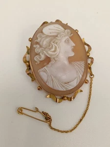 Vintage 9ct Yellow Gold 375 Oval Cameo Brooch 9.71g Exquisite Craftsmanship - Picture 1 of 9