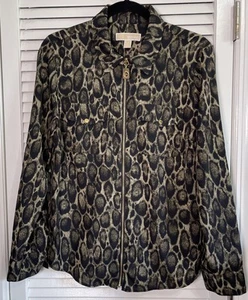 Michael Kors Wunderschöne Damen Bluse L Gepard Print Langarm Full Zip Gold " - Bild 1 von 6