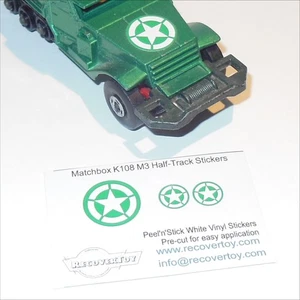 Matchbox Lesney King Size K108a Battle Kings M3 Halftrack Stickers - Foto 1 di 5