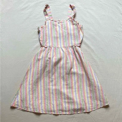 NUEVO CON ETIQUETAS J. Vestido de sol Crewcuts colorido a rayas recortado espalda niñas talla 10 Foto 1 de 4