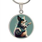 Engrave-able Dog Playing Guitar Necklace Personalized Gift for Music  Dog Lovers