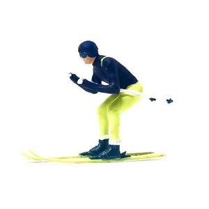 ED 1:64 Painted Figure Model Miniature  Diorama Skiing Ski Man Boy Motion - Picture 1 of 1