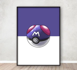 Póster de Pokémon Master Ball dormitorio infantil estampado artístico de pared enmarcado A4 - Imagen 1 de 5