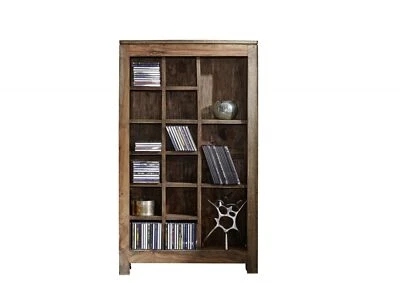 Regal 15 Fächer Wohnzimmer dunkel Sheesham massiv Bücherregal 65x110 montiert - Bild 1 von 4