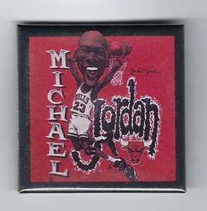 Michael Jordan 1990 botón de caricatura 2""x2"" pin original Salem Wincraft Bulls - Imagen 1 de 1