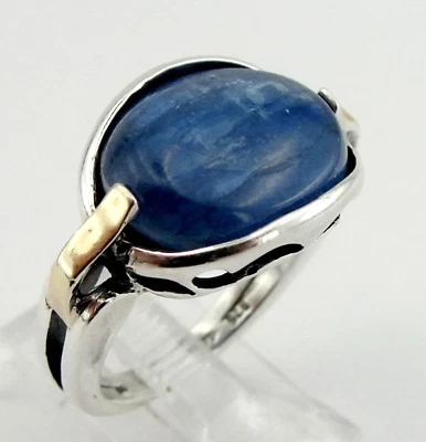 Anillo cianita azul oro amarillo 9k plata de ley 6,7,8,9 diseñadores Hadar (ms) Foto 1 de 4