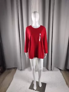 T-shirt girocollo Kim Rogers perfettamente morbida rossa 100% cotone taglia XL (nuova con etichette) - Foto 1 di 12