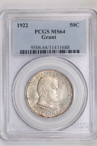 1922 GRANT SILVER COMMEMORATIVE HALF DOLLAR PCGS MS64 Cover