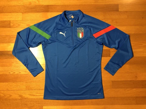 New L Puma FIGC Italy National Team 1/4 Zip Training Top World Cup Blue Kit Men Cover