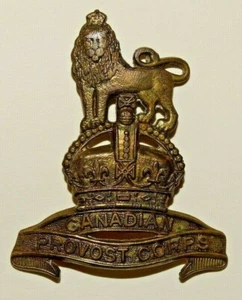 BRITISH MILITARY CAP BADGES, The Canadian Provost Corps Brass WW2 - Imagen 1 de 2