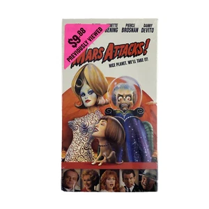 Mars Attacks VHS 1997 Warner Home Video Previously Viewed Hollywood Video Reseal - Imagen 1 de 3