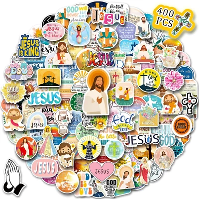 400 Piezas Calcomanías de Fe Versículo Bíblico Jesús Cristiano para Botellas Computadora Portátil Foto 1 de 4