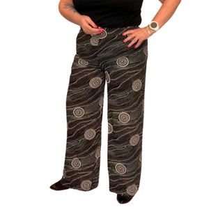PANTALÓN MUJER PALAZZO DAMAS NEGRO ROSA CÍRCULO CINTURA ELÁSTICA CINTURA ELÁSTICA - Imagen 1 de 3