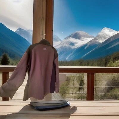 The North Face Jacket Mens LG Brown Full Zip Outdoor Hiking Fleece Thumb Holes - Image 1 of 4