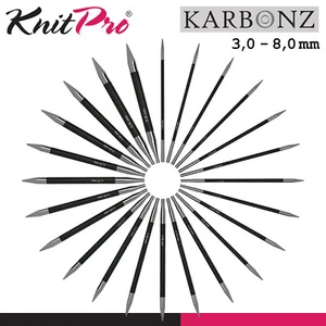 KnitPro Karbonz Austauschbare Nadelspitzen Länge 11,5 cm Kohlefaser 12 Größen - Bild 1 von 14
