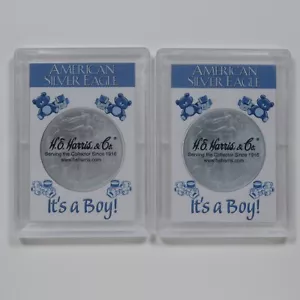Lot of 2 - It's A Boy - American Silver Eagle - Whitman 2x3 Frosty Coin Holder - Picture 1 of 3