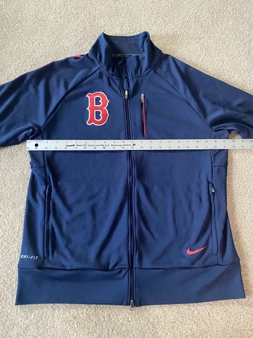 NIKE BOSTON RED SOX Track NAVY Blue MENS LARGE  FULL ZIP JACKET DRY FIT Cover
