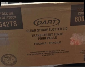 DART 642TS Klar Strohhalm Schlitzdeckel Transparent Gente 600 Stück - Bild 1 von 5