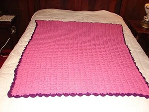 New Handmade Handcrafted Crochet Throw Blanket Afghan with a Pop Corn Design - Picture 1 of 7