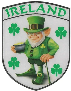 Ireland Irish Leprechaun and Shamrock Internal Car Window Sticker Decal - Picture 1 of 3