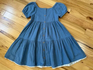 NWT Rachel Zoe Peasant Style Boho Tiered Summer Dress Button Front Girls Sz 10 - Picture 1 of 5