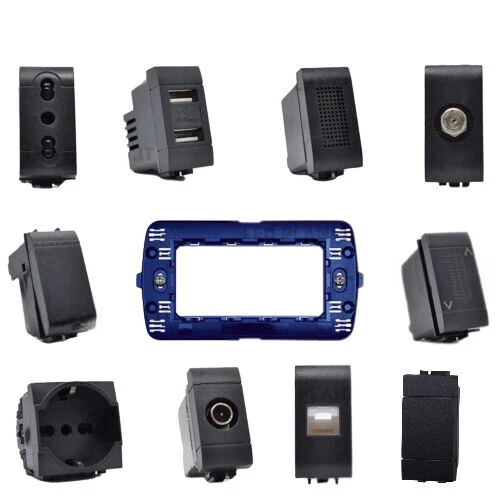 Serie Civile Frutti Prese Deviatore NERO, Compatibile con Bticino Living Light