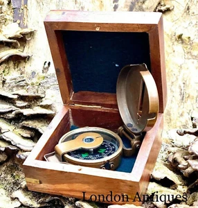 Antique Brass Finish Working Compass Vintage WW2 1940 Navigation World War II - Picture 1 of 6