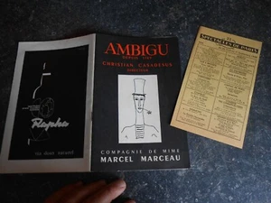 Ancien PROGRAMME THÉÂTRE de l'AMBIGU 1959 COMPAGNIE du MIME MARCEL MARCEAU - Imagen 1 de 12