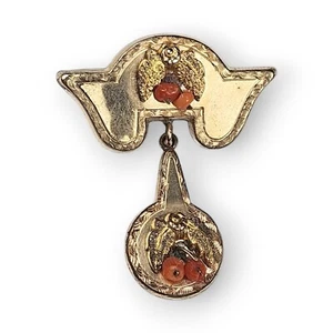 Antique Victorian Red Coral Brooch Gold Filled Flower Leaf Berries Motif 1800s - Picture 1 of 12