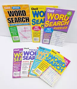 7 Word Search Puzzle Books Dell MIXED LOT Word Seek Word Hunt NOS 2015-2018 - Foto 1 di 7