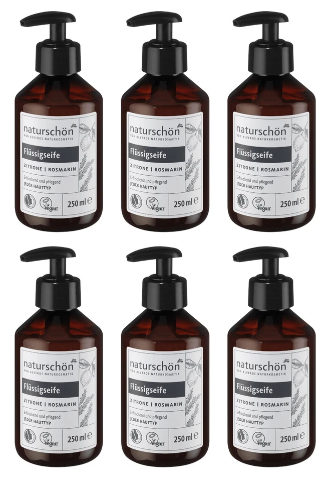 6 x 250ml | alverde NATURKOSMETIK naturschön Flüssigseife Zitrone Rosmarin - Bild 1 von 1