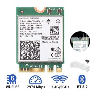 Dual Band AX210 Intel Wi-Fi 6E AX210NGW AX3000Mbps M.2 Wifi Bluetooth 5.2 Card