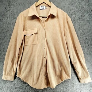 Princess Polly Shirt Womens 4 Beige Corduroy Long Sleeve Collared Button Up - Picture 1 of 16