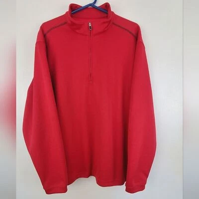 Sudadera Pullover Pebble Beach Roja 1/4 Cremallera Negra Borde de Hombro Para Hombre Talla XL Foto 1 de 4